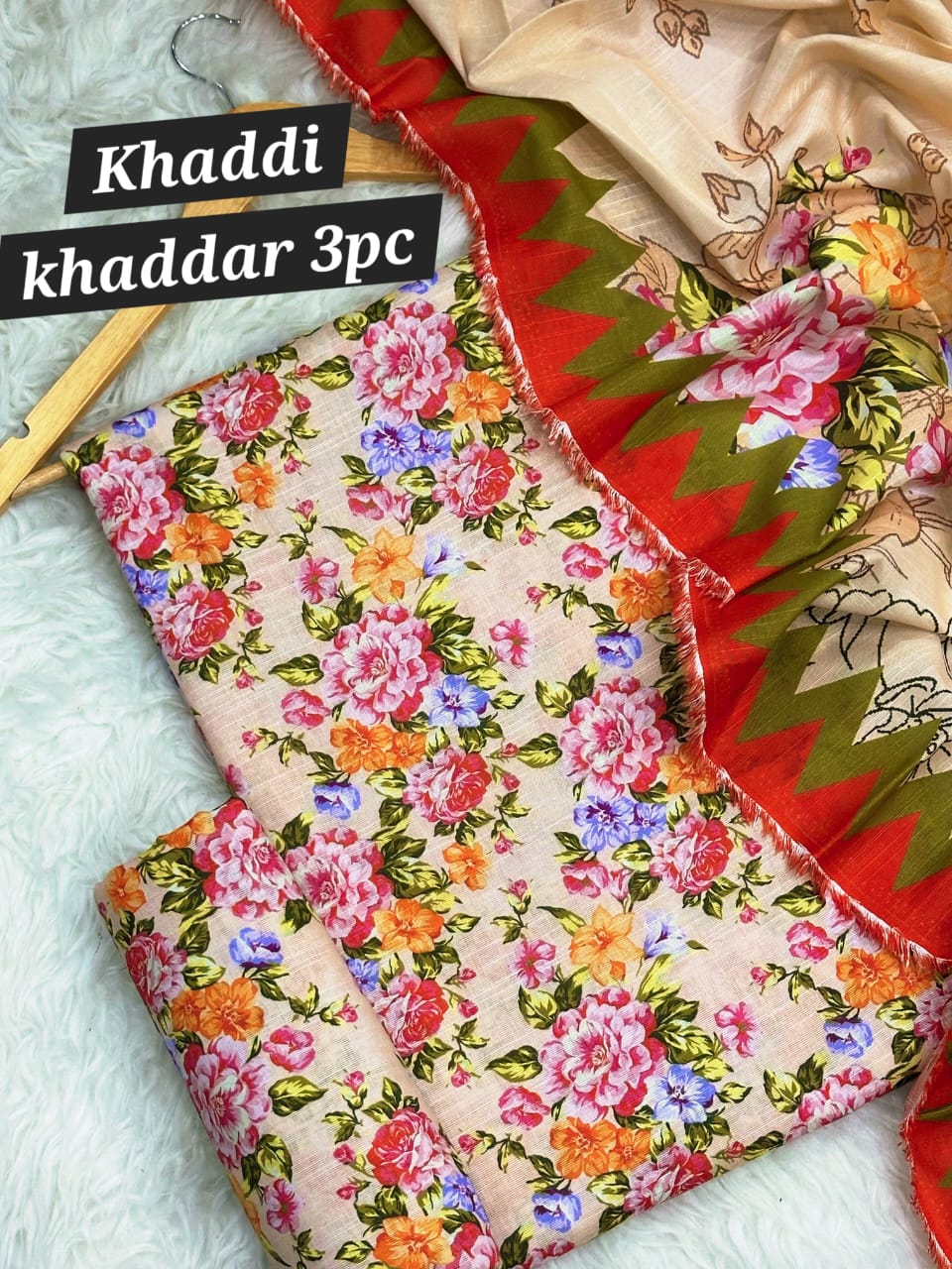 Pure khaddar fabric suit