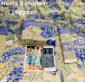 Embroidered Lawn 3pc with Shafoon Dupatta