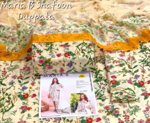Embroidered Lawn 3pc with Viol lawn Dupatta