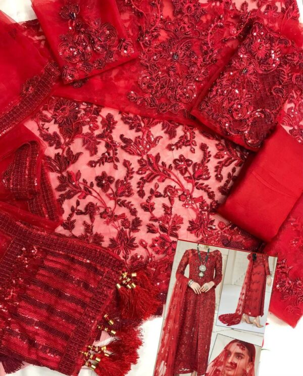 Wedding special Premium 3PC NET Dress – Formal Eid Wedding Wear. Shop festive wear online in Pakistan with affordable prices.