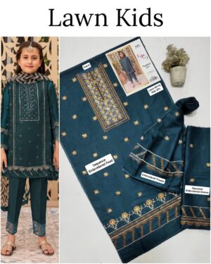 Kids Lawn Embroidered Suit