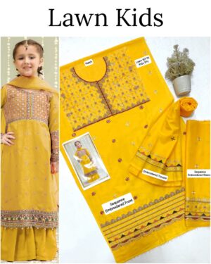 Kids Lawn Embroidered Suit