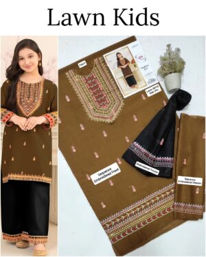 Kids Lawn Embroidered Suit