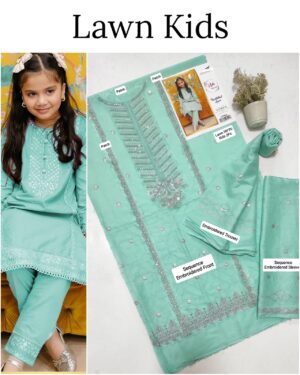 Kids Lawn Embroidered Suit