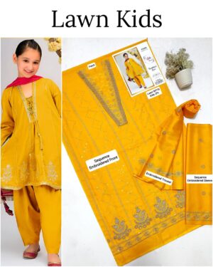 Kids Lawn Embroidered Suit