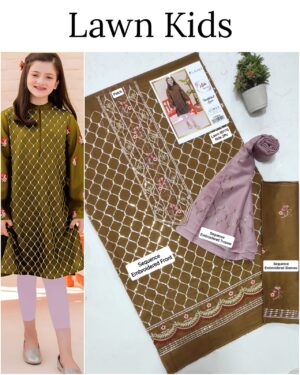 Kids Lawn Embroidered Suit