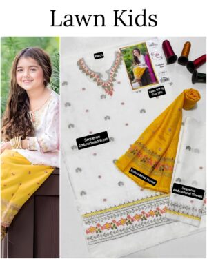 Kids Lawn Embroidered Suit