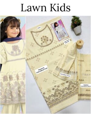 Kids Lawn Embroidered Suit