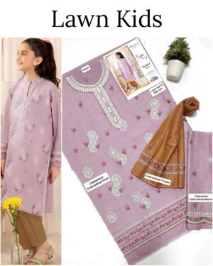 Kids Lawn Embroidered Suit