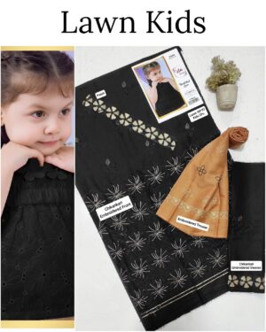 Kids Lawn Embroidered Suit