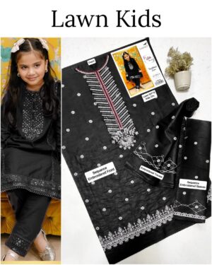 Kids Lawn Embroidered Suit