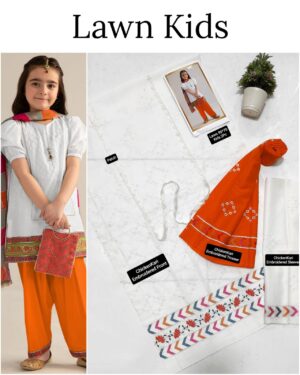 Kids Lawn Embroidered Suit