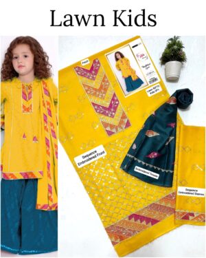 Kids Lawn Embroidered Suit