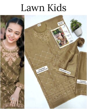 Kids Lawn Embroidered Suit