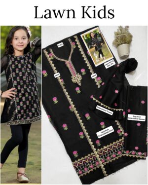 Kids Lawn Embroidered Suit