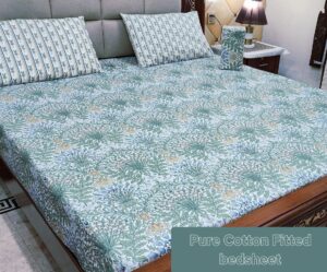 Pure Cotton Fitted Bedsheet King Size