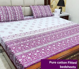 Pure Cotton Fitted Bedsheet King Size