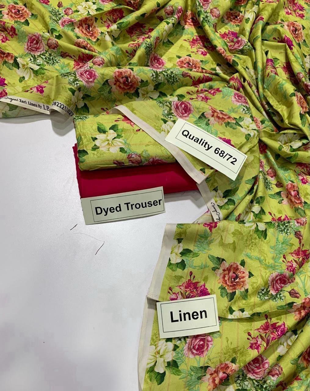 Printed Linen 2 Piece Suit Casual Wear