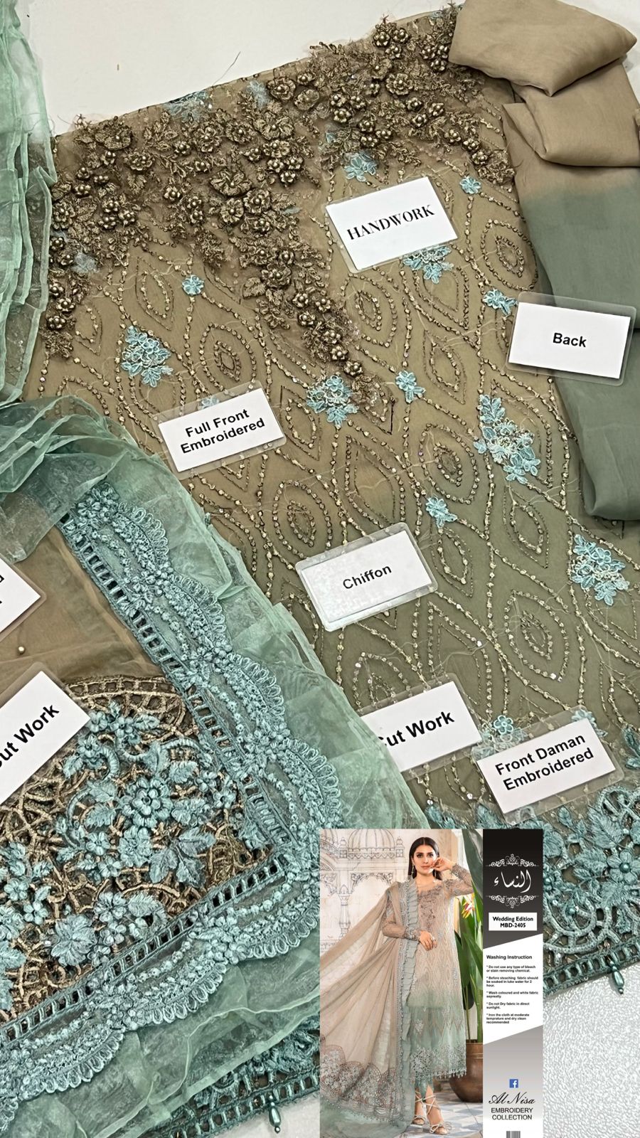 Luxury Chiffon Embroidered Suit