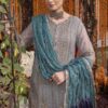 chiffon embroidered dress with pearls