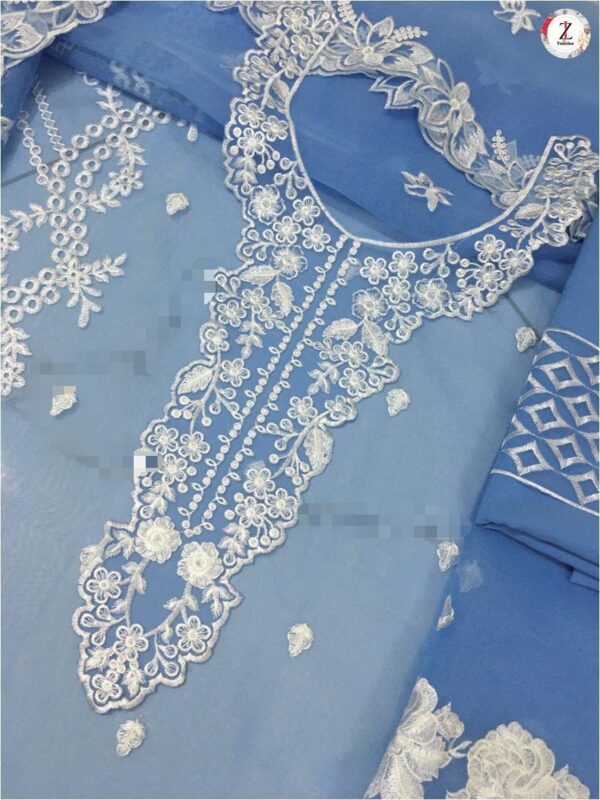 organza thread work suit