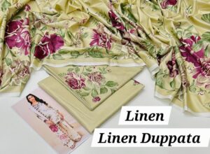 Maria B Linen Collection – 3pc Allover Printed Suit with Digital Dupatta