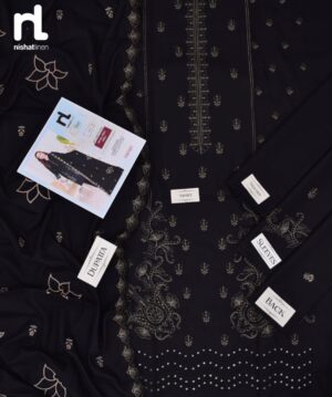 Embroidered dhanak party wear black