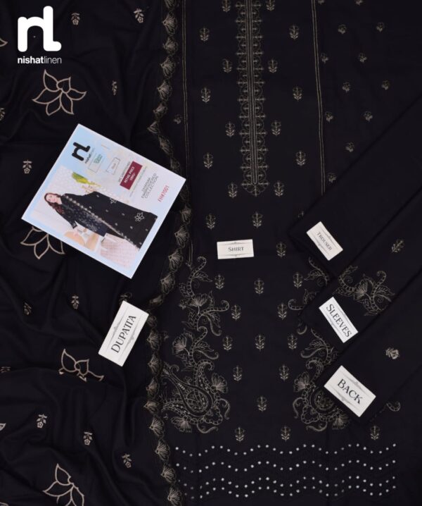 Embroidered dhanak party wear black