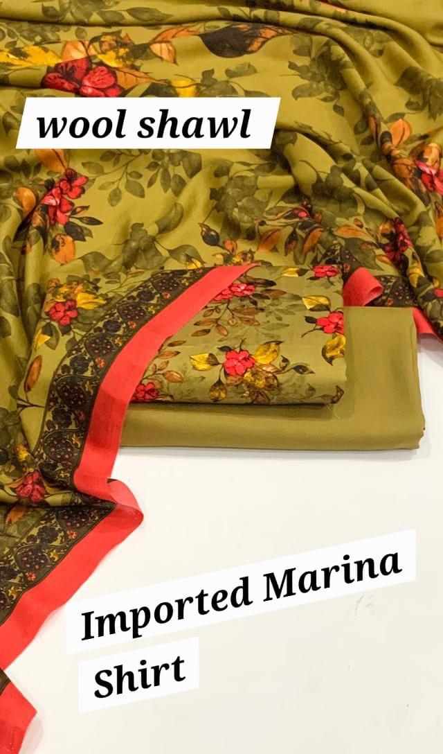 Ladies 3PC Peach Marina Wool Dress – Digital Print Design