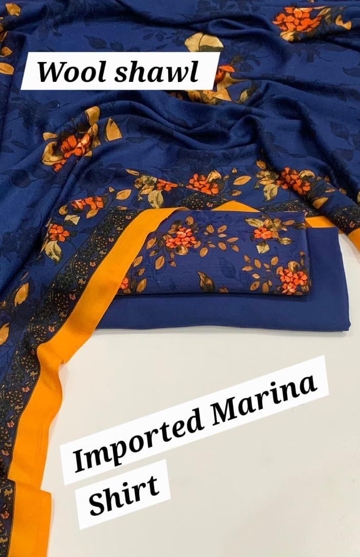 Winter Marina Wool Suit with Printed Dupatta – Women’s Wear 2025